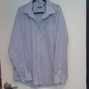Van Heusen Traveler Men's Blue Gingham Button Down Shirt Size XXL 18-18/.5